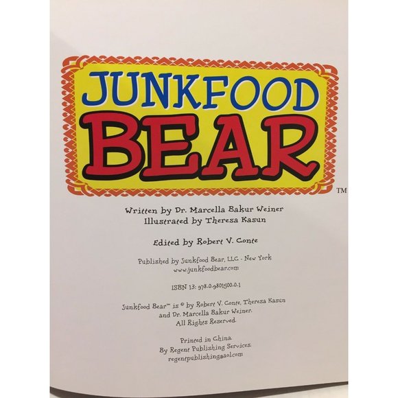 Junkfood Bear Hardcover Book Eat Right Exercise - Picture 6 of 10